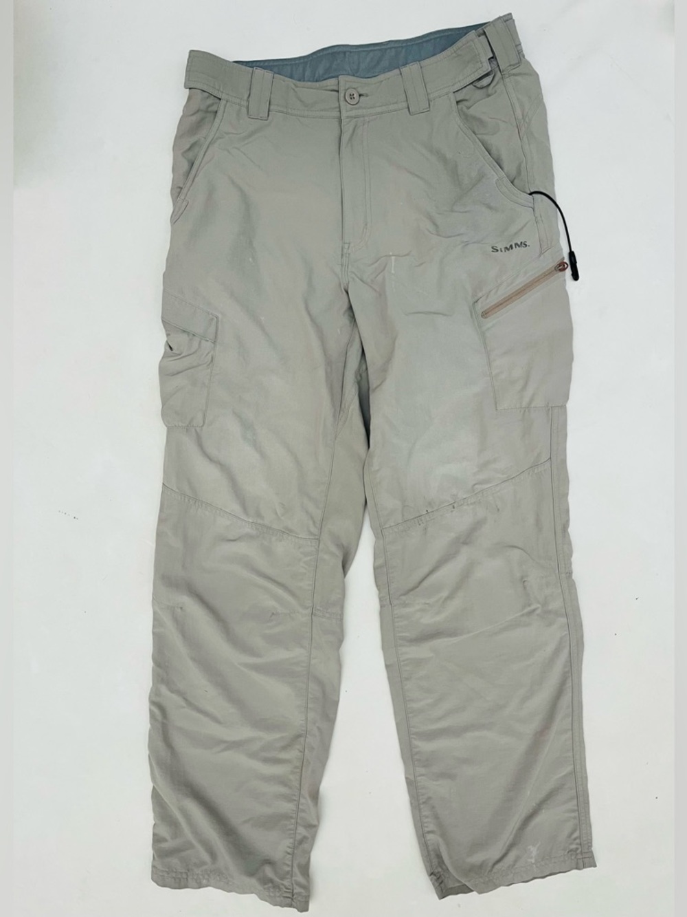 Mens Simms khaki colored fishing pants size small - READ